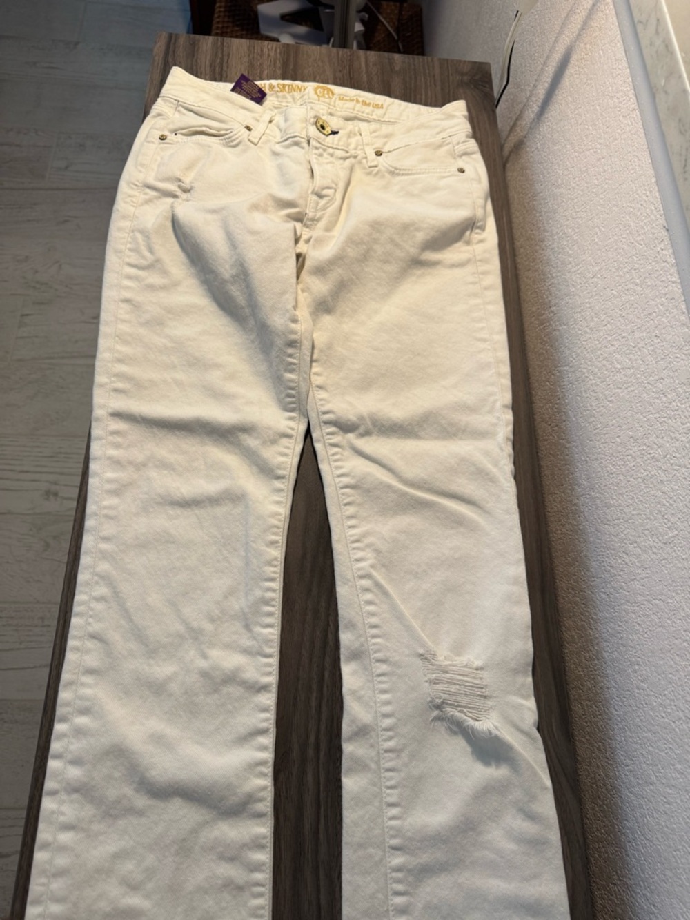 Women’s Rich & Skinny ivory straight leg jeans, size 25 - Picture 2 of 8